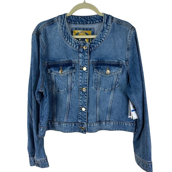 Michael Kors NWT Blue Jean Jacket XL MD Stone Wash gold - Picture 1 of 6